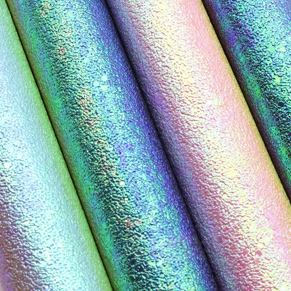 20*34cm regnbue metallic glitter bump tekstur kunstlæder ark, diy håndlavede materialer til øreringe hårbuer håndværk ,1 yc 12532