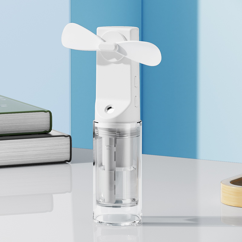 Portable Humidifier Fan Mini Handheld Water Mist Fan USB Rechargeable Small Mist Spray Fan Mini Small Hand Fan with Humidifier: WHITE