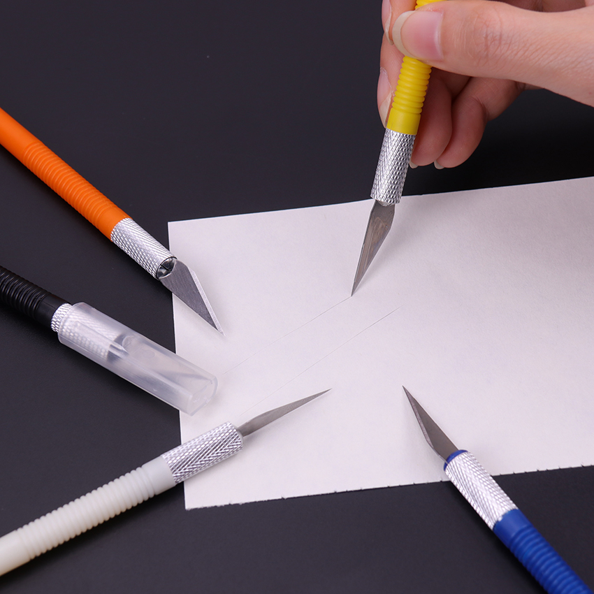 1Set 6 Blades Non-Slip Metal Wood Knife Tools Cutter Engraving Craft knives Fruit Carving Tools DIY Stationery Utility Knife