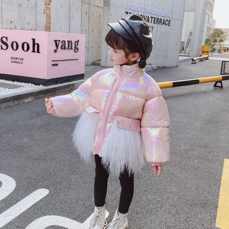 Bambin filles hiver manteau brillant argent rose snowsuit enfants doudoune garçons manteau à capuche parka vêtements d'extérieur pour enfants porter veste de fourrure