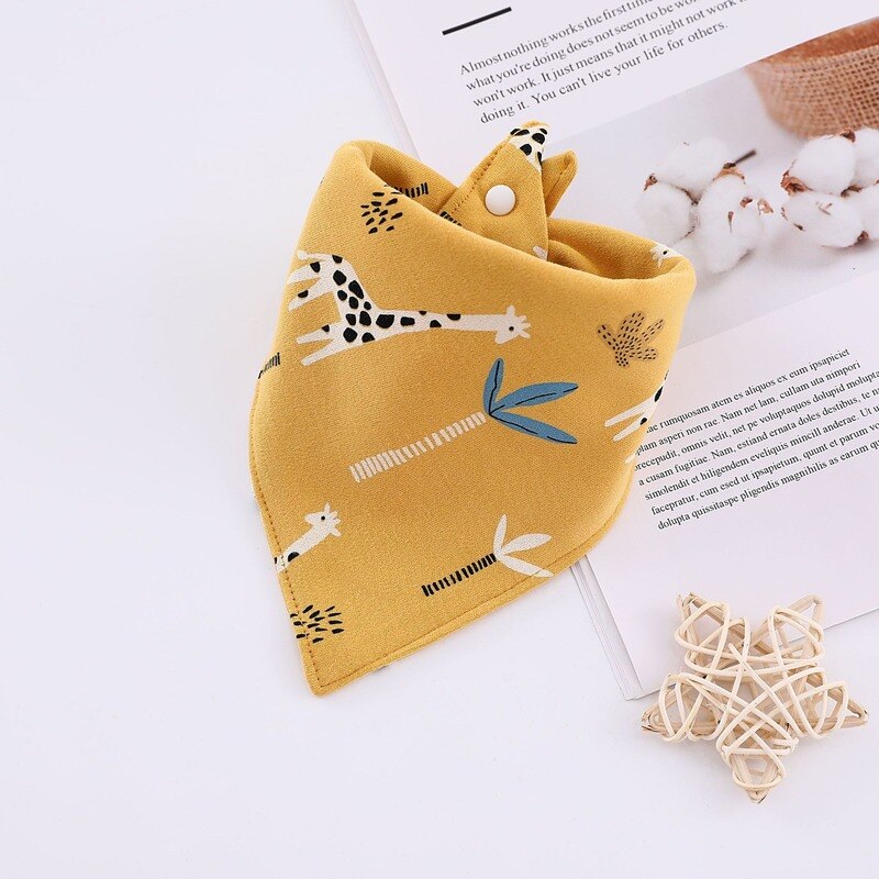 Baby Bibs Triangle Double Cotton Bibs Cartoon Print Saliva Towel Baby Boys Girls Feeding Apron Cotton Bandana Bibs