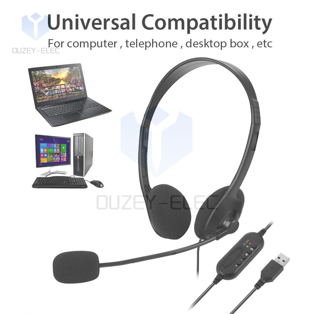 USB Wired Headset Volume Controle Fone De Ouvido Voz Clara Redução De Ruído Fones De Ouvido Com Microfone para Call Center Escritórios Pc Jogo