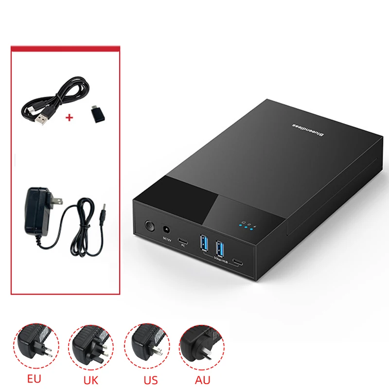 Usb 3.0 20tb sata-kabinett hårddiskdockningsstation usb-portar extern hårddisklåda för 3.5 2.5 -tums sata ssd-hårddiskfodral