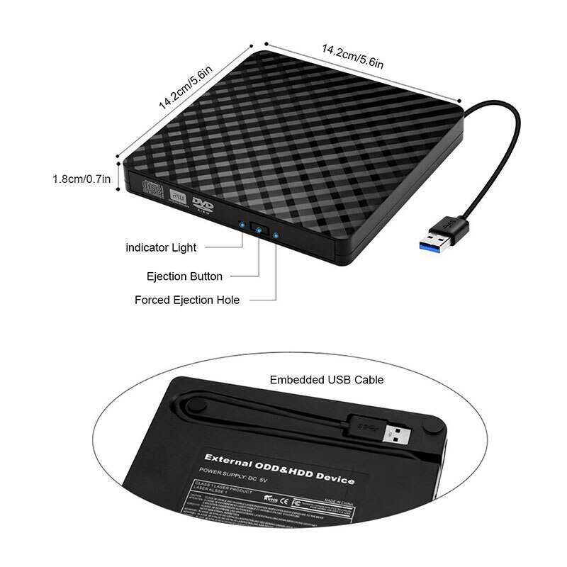 Portable high-speed USB 3.0 External CD/DVD ROM Optical Drive External Slim Disk Reader Desktop PC Laptop Tablet DVD Player