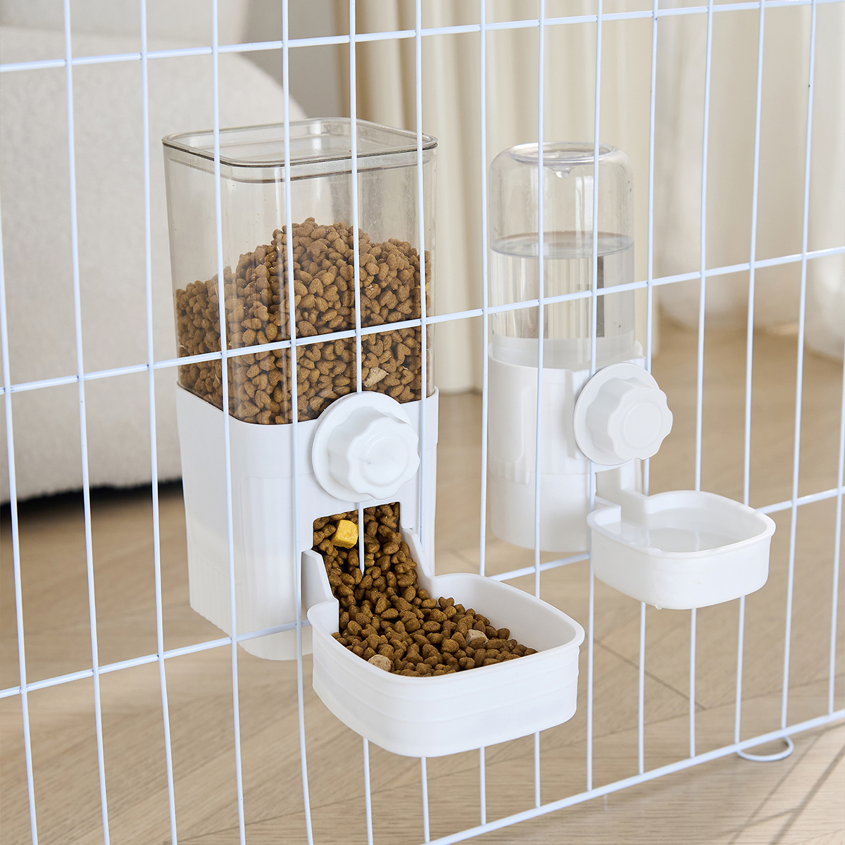 Bebedero automático para mascotas, cuenco con jaula colgante para perros y gatos, adecuado para cachorros pequeños, gatos, conejos, contenedor de comida, cuenco dispensador