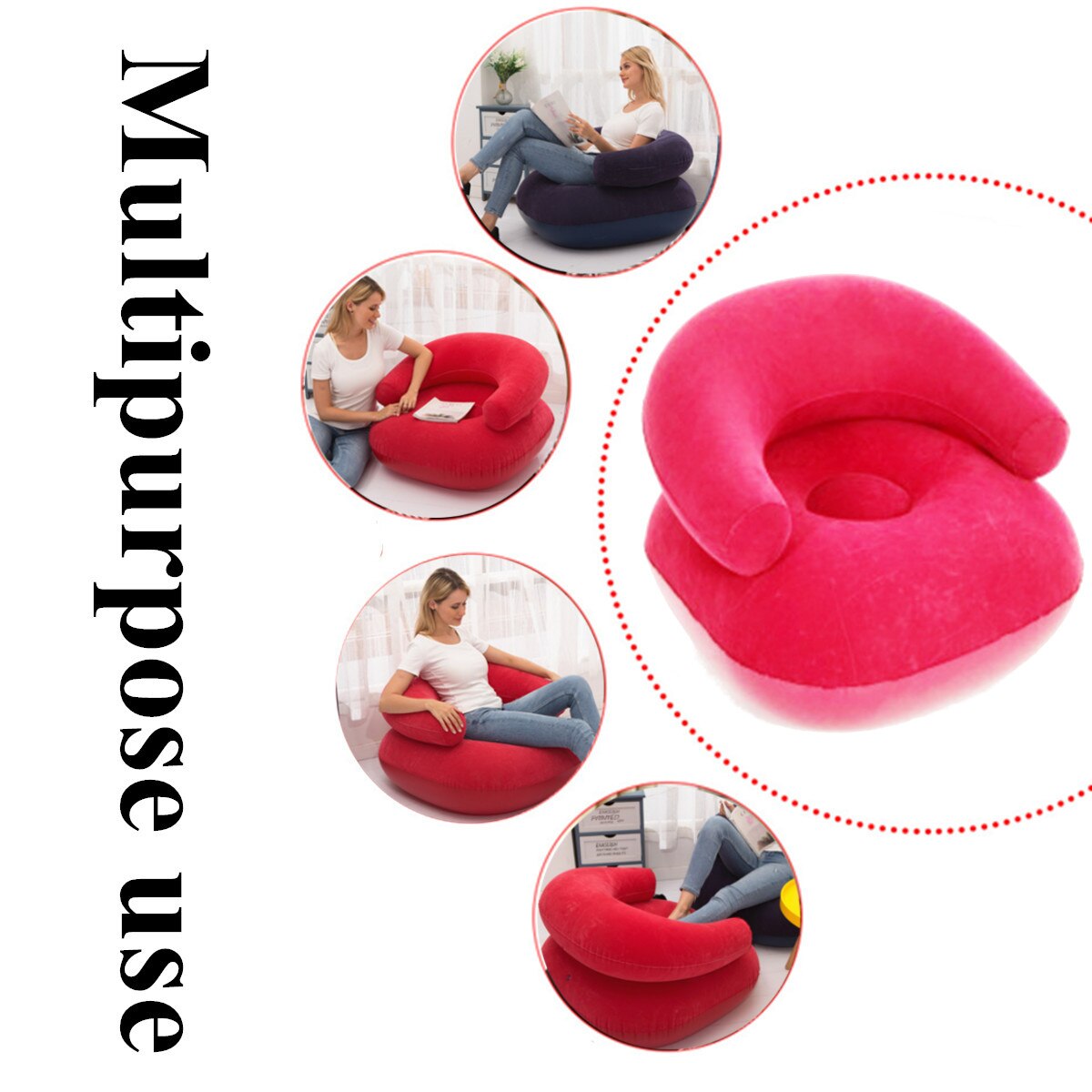 Pvc bärbar lazy uppblåsbar soffa utomhus strand luft bäddsoffa uppblåsbar säng utomhus kontor lunchrast typ u soffor