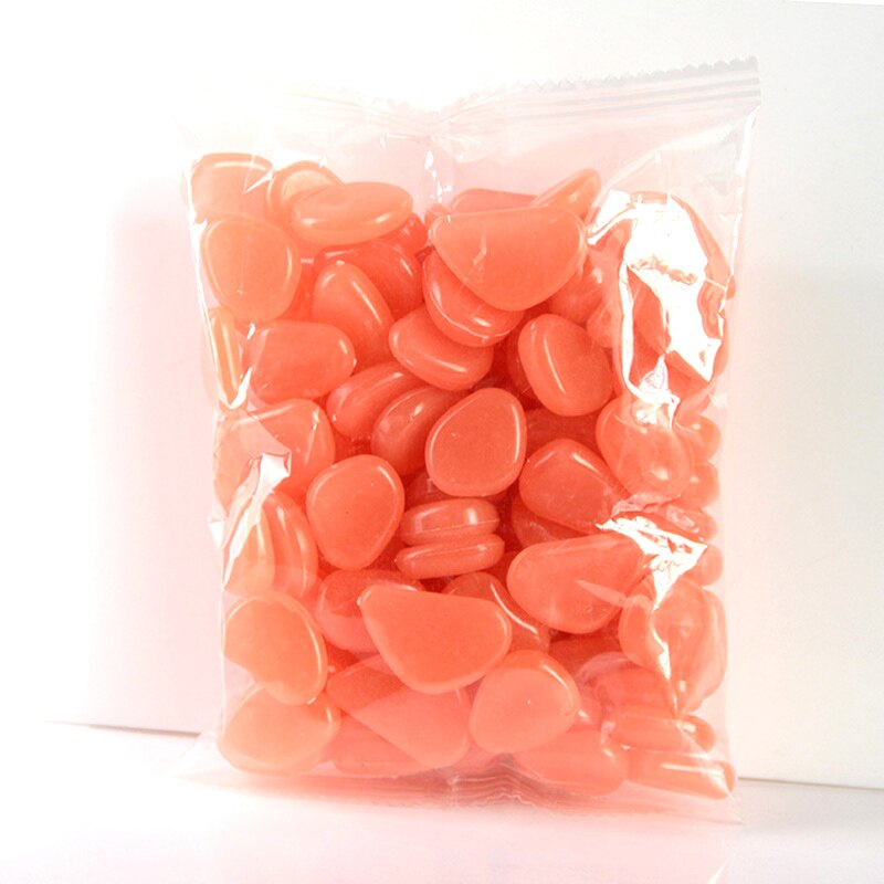 50Pcs/Set Aquarium Decoration Glow In The Dark Stone Fish Tank Accessories Artificial Luminous Pebbles Stone Walkway Decor: Shallow red