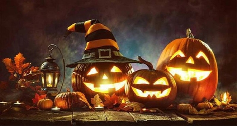 Lampe citrouille d'halloween avec projecteur expression drôle et bizarre parler et chanter