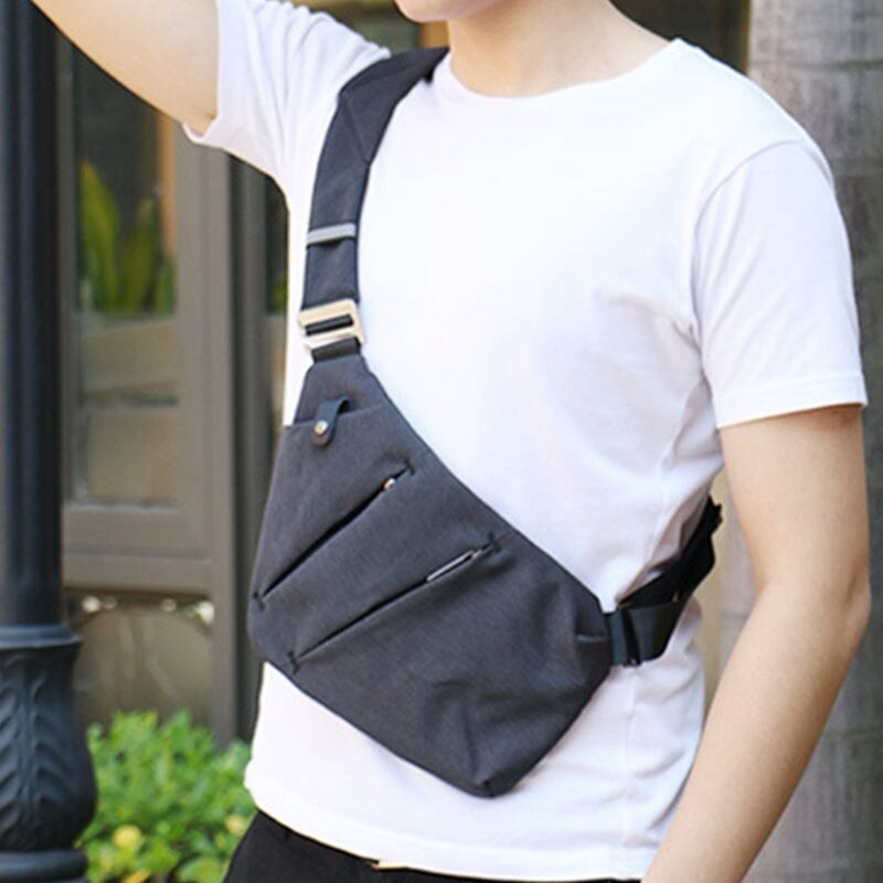 Osoce Men Nylon Crossbody Shoulder Chest Thin Sling Casual Bag Satchel