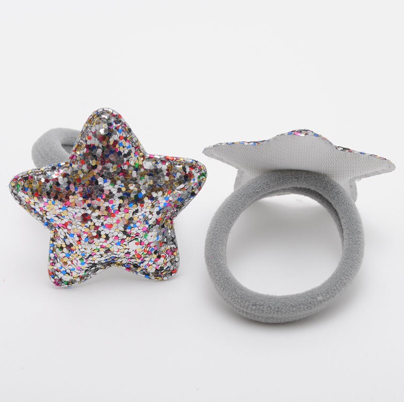 Purpurina, lote de 2 unidades de accesorios para el cabello para niñas pequeñas, cintas elásticas para el pelo para niños, goma para el pelo de para niños: Silver Hair Gum