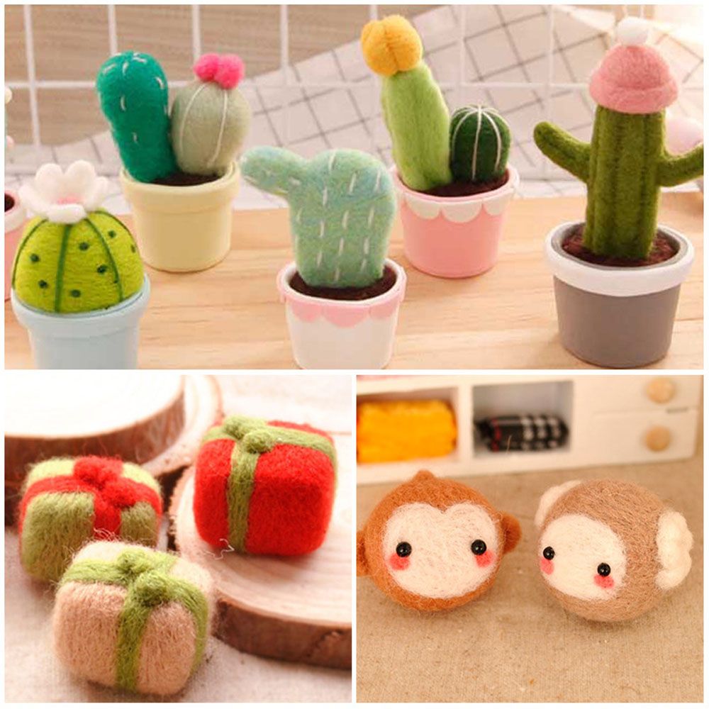 Agujas de fieltro con mango de madera maciza, herramientas de fieltro de lana con ocho agujas, para manualidades, costura DIY, 1 ud.