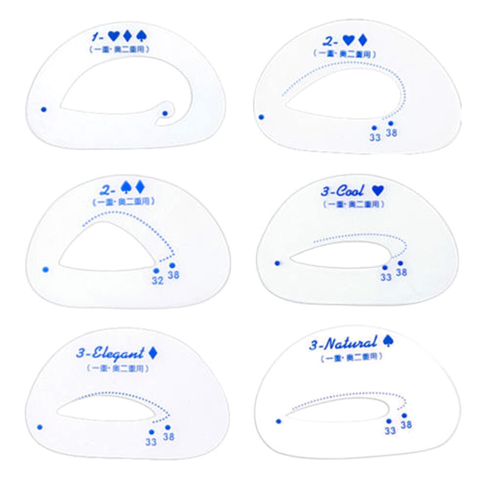 6pcs Eyeliner Stencil Cat Eye Fish Tail Double Wing Eyeliner Stencil Models Template Shaping Tools Eyebrows Template Card Diy