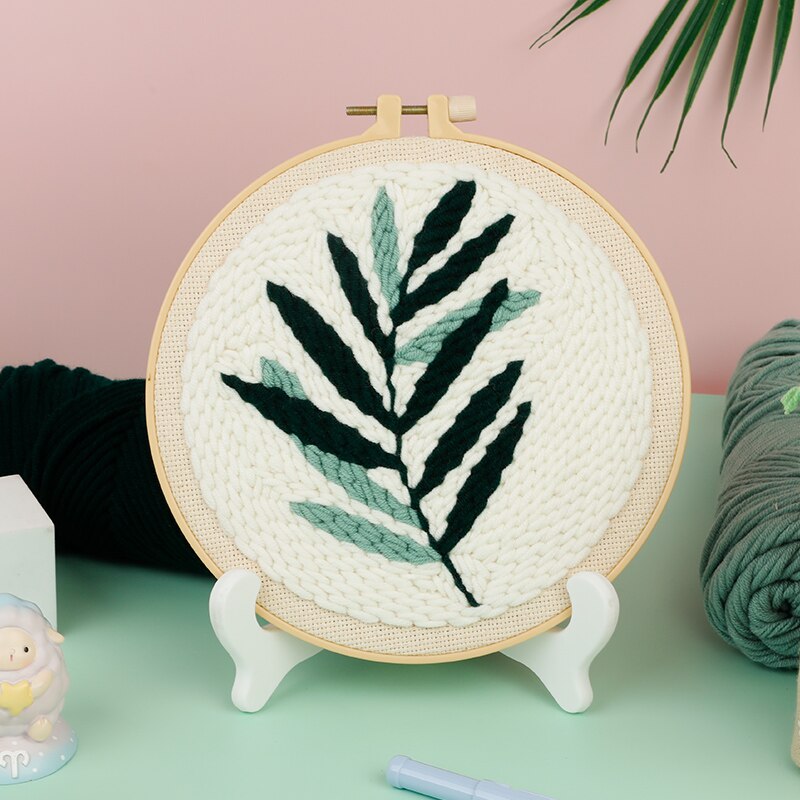 Punch Needle Kit for Starter Punch Needle Embrodery Kit Cross Stitch for Beginner Handcraft Wall Painting Home Decor Craft Kit: Leaf2