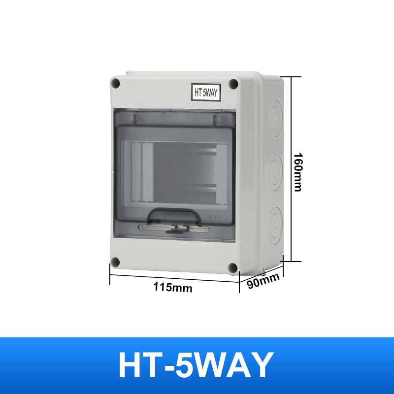 Outdoor Waterproof Rainstorm Proof HT 5WAY IP65 PC Plastic Electrical Junction Box MCB Switch Panel Mounted Distribution Box: Default Title