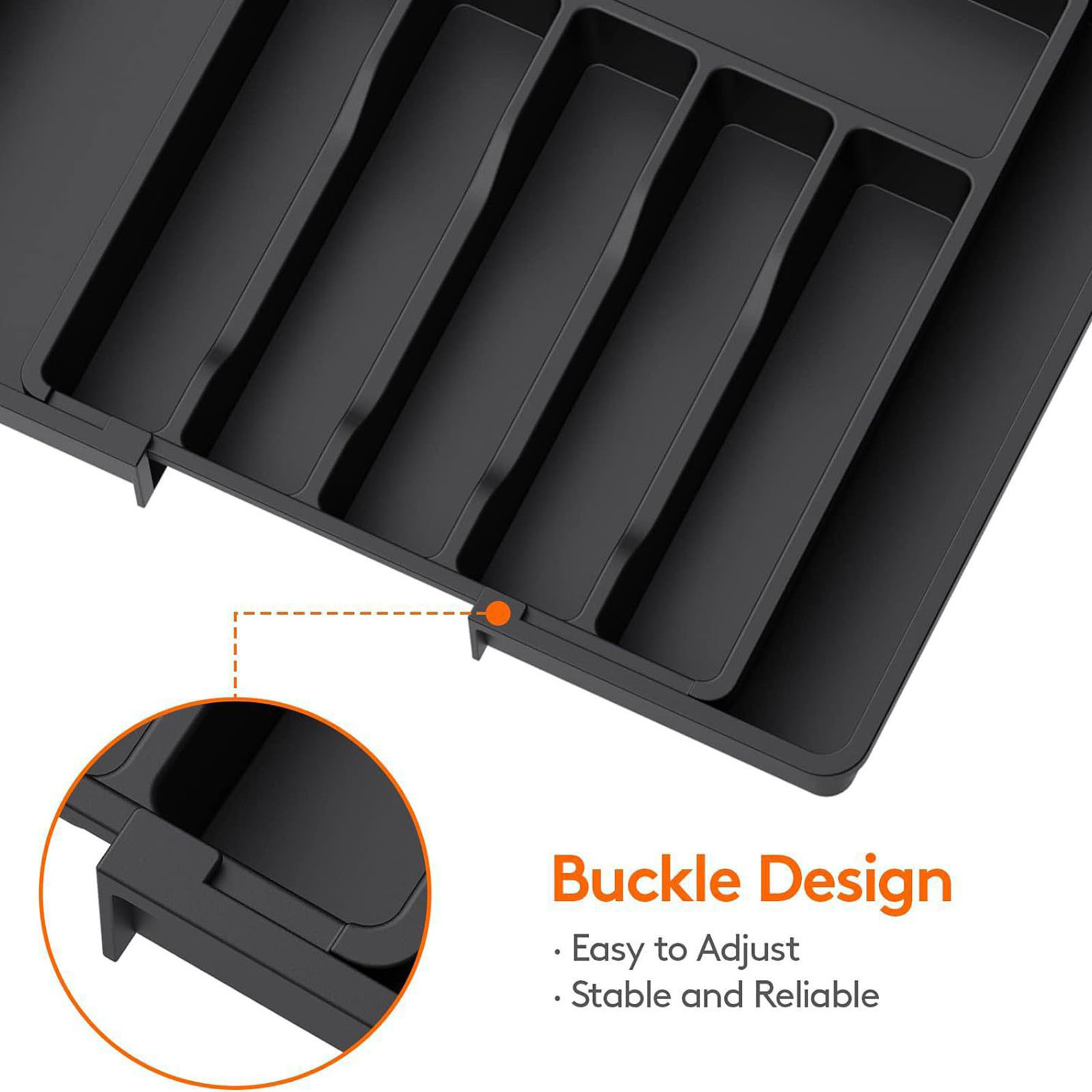 Organizador de cajones para cubiertos, bandeja de utensilios expandible para cocina, cubiertos ajustables y soporte para cubiertos para cucharas, tenedores y cuchillos