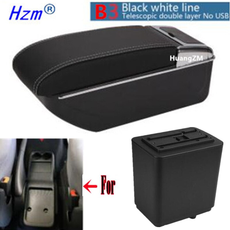 For Citroen Berlingo Armrest Retrofit parts For Peugeot Partner tepee Car Armrest Storage box car accessories Charging USB LED: B3 style white line
