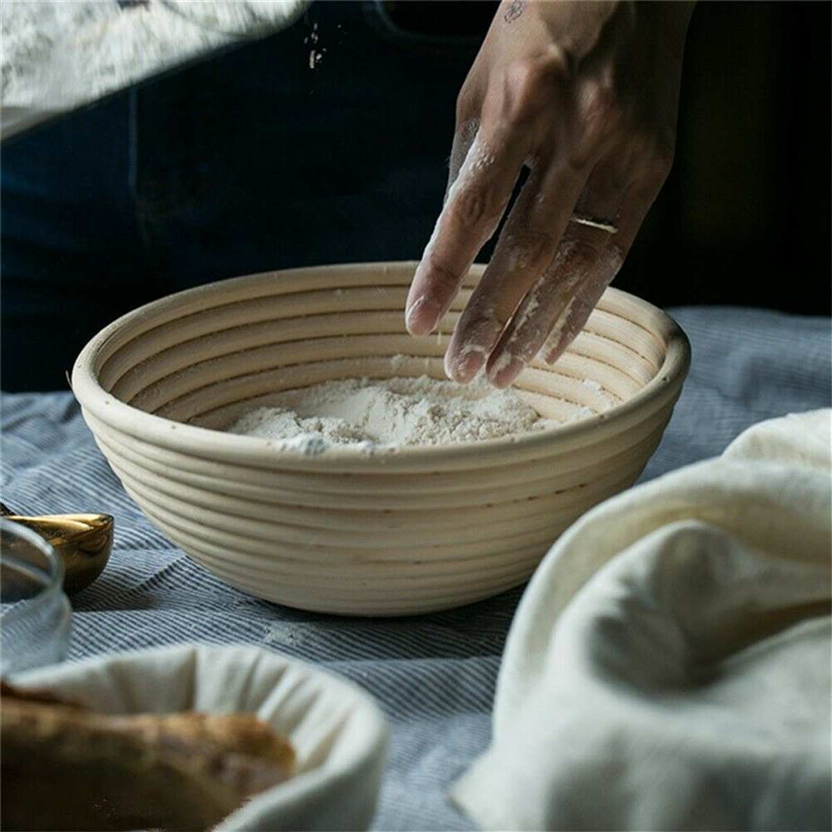 Rattan Bread Proofing Basket Natural Oval Rattan Wicker Dough Fermentation Sourdough Banneton Bread Basket 23X8.5CM