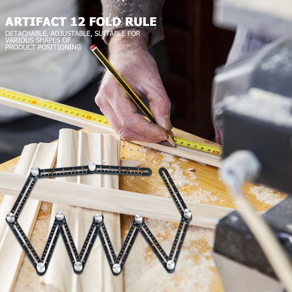 12 Fold Aluminium Alloy Angle Finder Measuring Ruler Perforated Mold template tool locator drill guide tile hole