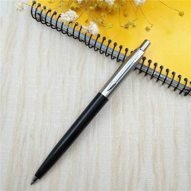 1 stk metal kuglepen bærbar roterende automatisk kommerciel kuglepen kuglepenne skriveværktøj kontorartikler fl: Sort