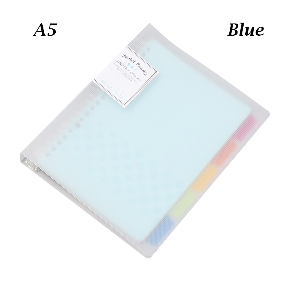 1PC Süßigkeiten Farbe Index Ordner Teiler Ring Bindemittel Dateien Universal- Gestanzt Notizbuch Inneren Kern Planer Bindemittel Büro Schule Versorgung: A5	Blau