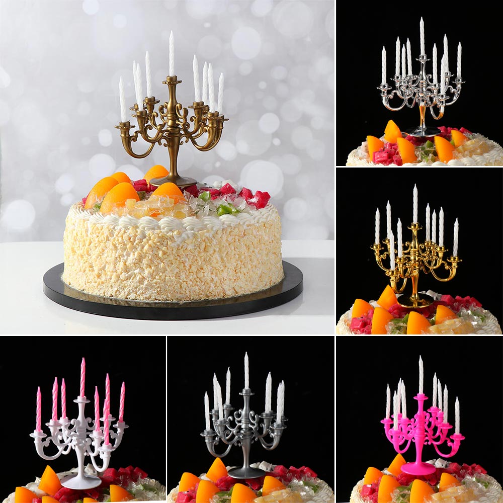 1 sett kandelaber lysestake bursdagskake topper wrappers med stearinlys til jul bryllup hjemmefest dekorasjonsutstyr