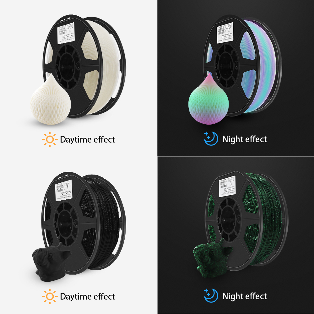 PLA Luminous-Rainbow eStars-PLA Filament 1.75mm Glow in the Dark Pla 1KG Spool Luminous 3D Printing Filament for 3D Printer