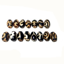 4pcs/lot Tibetan DZI 8*12mm Old Black agate DZI beads 2eyes Big men JI RuYi men&women jewelry DIY 15 patterns