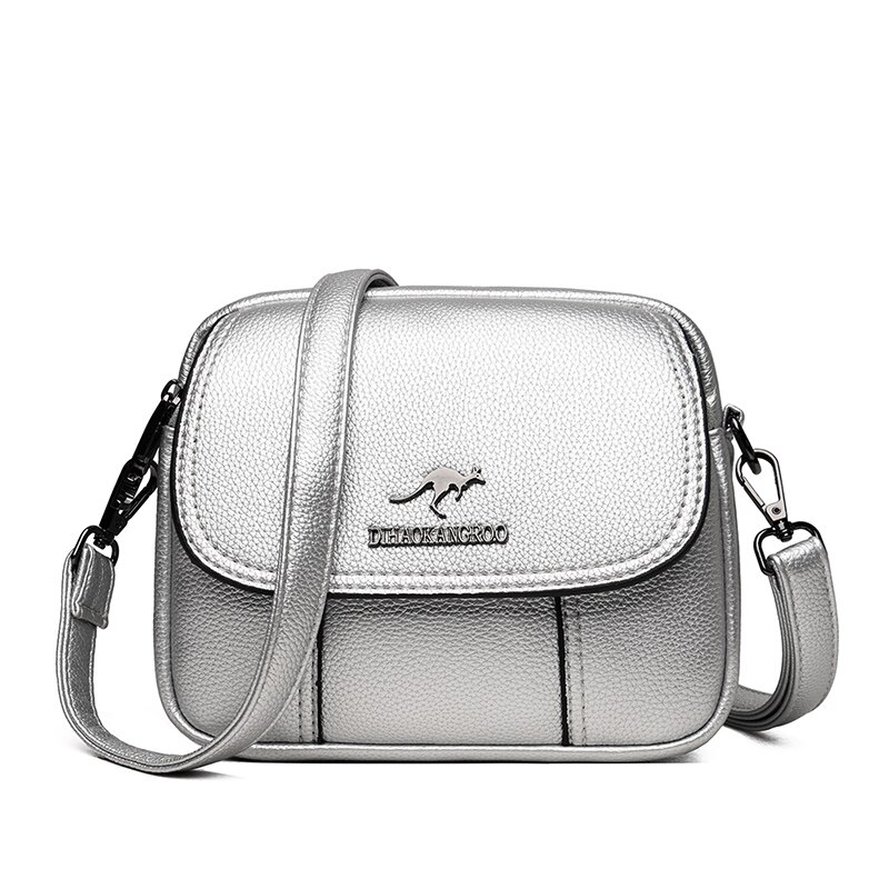 ALTE Seetang PU Leder Schulter Crossbody-tasche Für Frauen Neue Einfarbig Klappe lässig Umhängetasche Taschen feminina: silber-