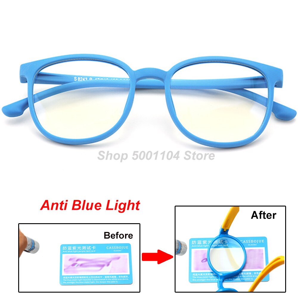 Blue Light Kids Glasses Boy Girl Optical Frame Transparent Child Glasses Anti Glare Computer Prescription Glasses UV: blue