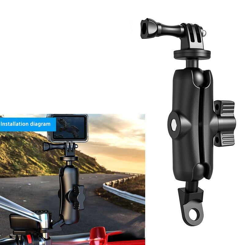 Motorcycle Riding Camera Holder Rearview Mirror Rod Adjustable Aluminum Alloy Fixed Bracket
