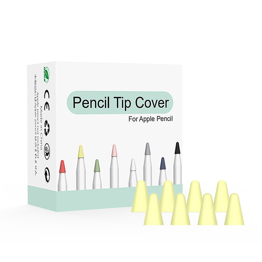 Punta de reemplazo de silicona silenciosa, 8 piezas, cubierta de piel para Apple Pencil de primera generación, Stylus Pen Tip Cover: Light Yellow