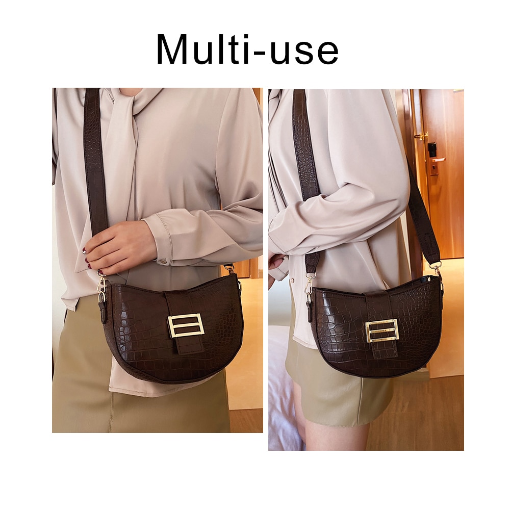 Crocodile modèle PU cuir sacs à bandoulière pour femmes couleur unie sac à bandoulière femme sacs à main sauvage sac de selle