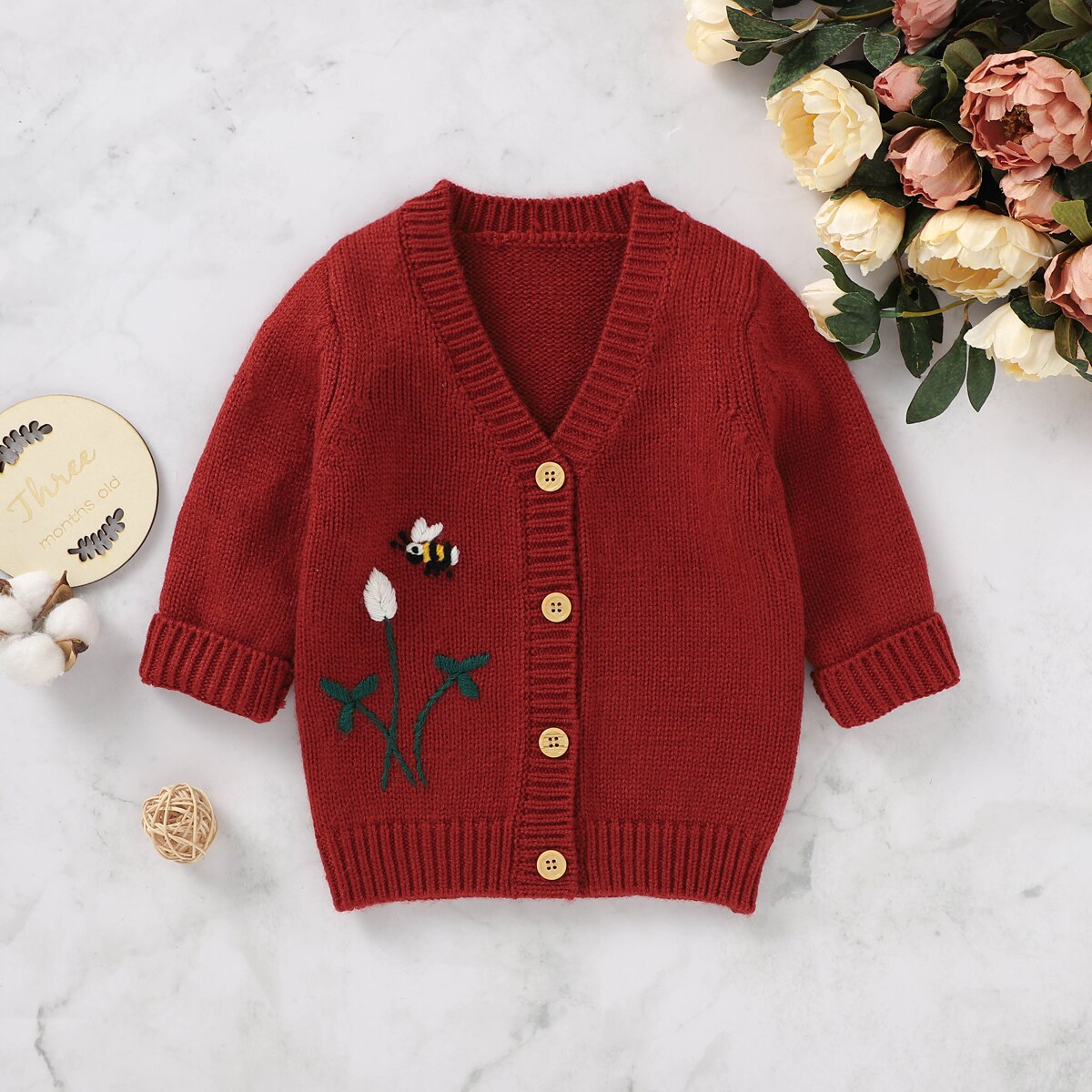 Efterår vinter børn baby sweatere leopard broderi strik frakke spædbarn baby pige dreng v-hals knapper sweatere cardigans overtøj