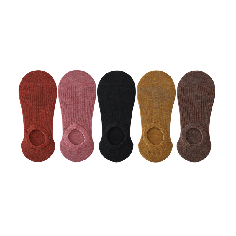 5 pares de zapatillas de calcetín para mujer, calcetines invisibles finos y transpirables de verano de colores sólidos, calcetines cortos invisibles de silicona antideslizantes: Naranja