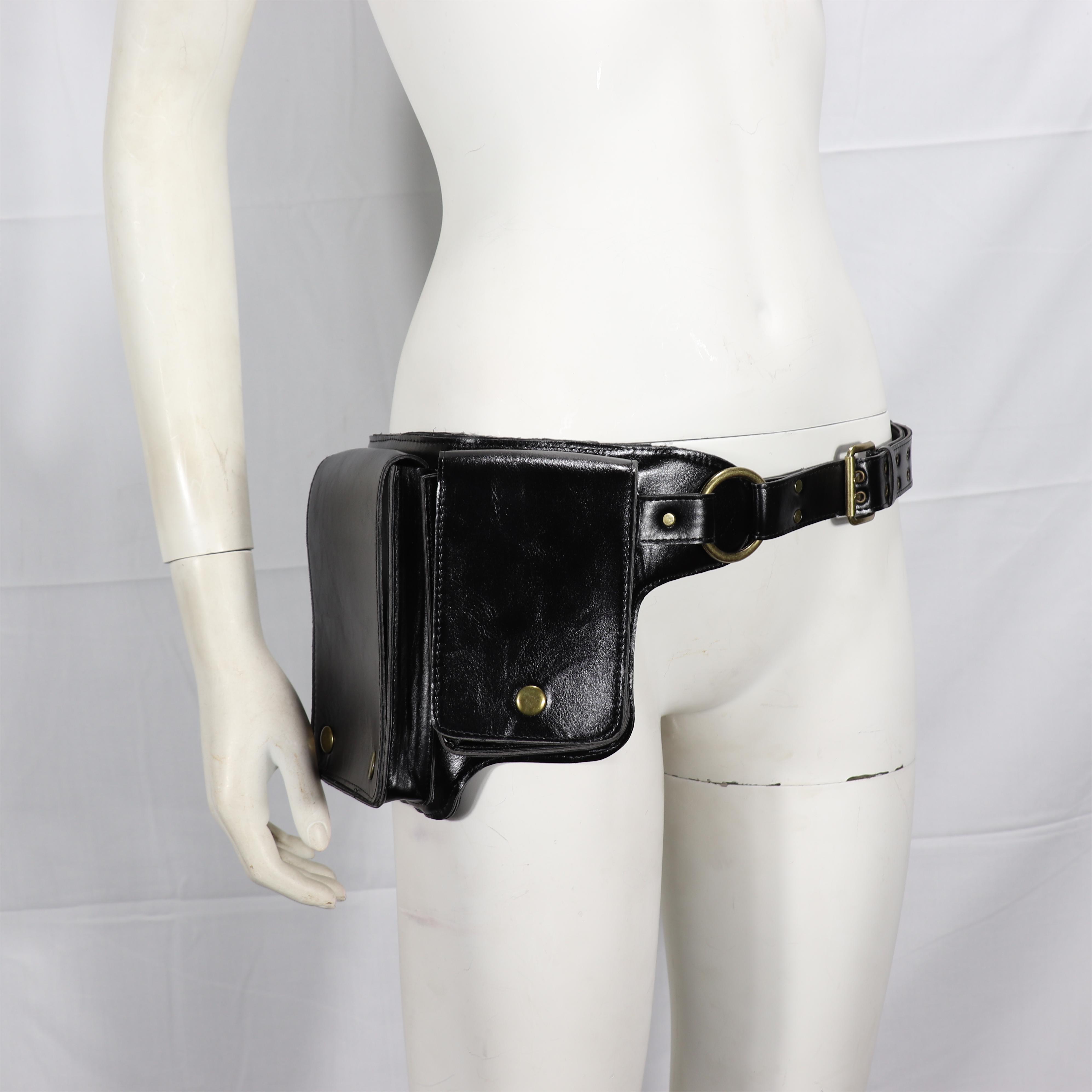 Medieval Adjustable PU Leather Utility Belt Pocket Women Vintage Hip Bag Waist Pack Viking Warrior Larp Cosplay Accessory Wallet