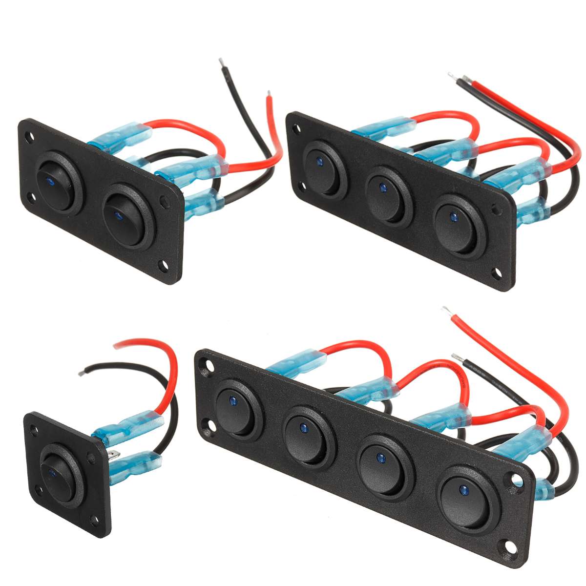 12V 1-4 Gang Toggle Switch Panel USB Car Boat Marine RV Truck Blue LED Universal Styling Accessories Marine Rocker Switch