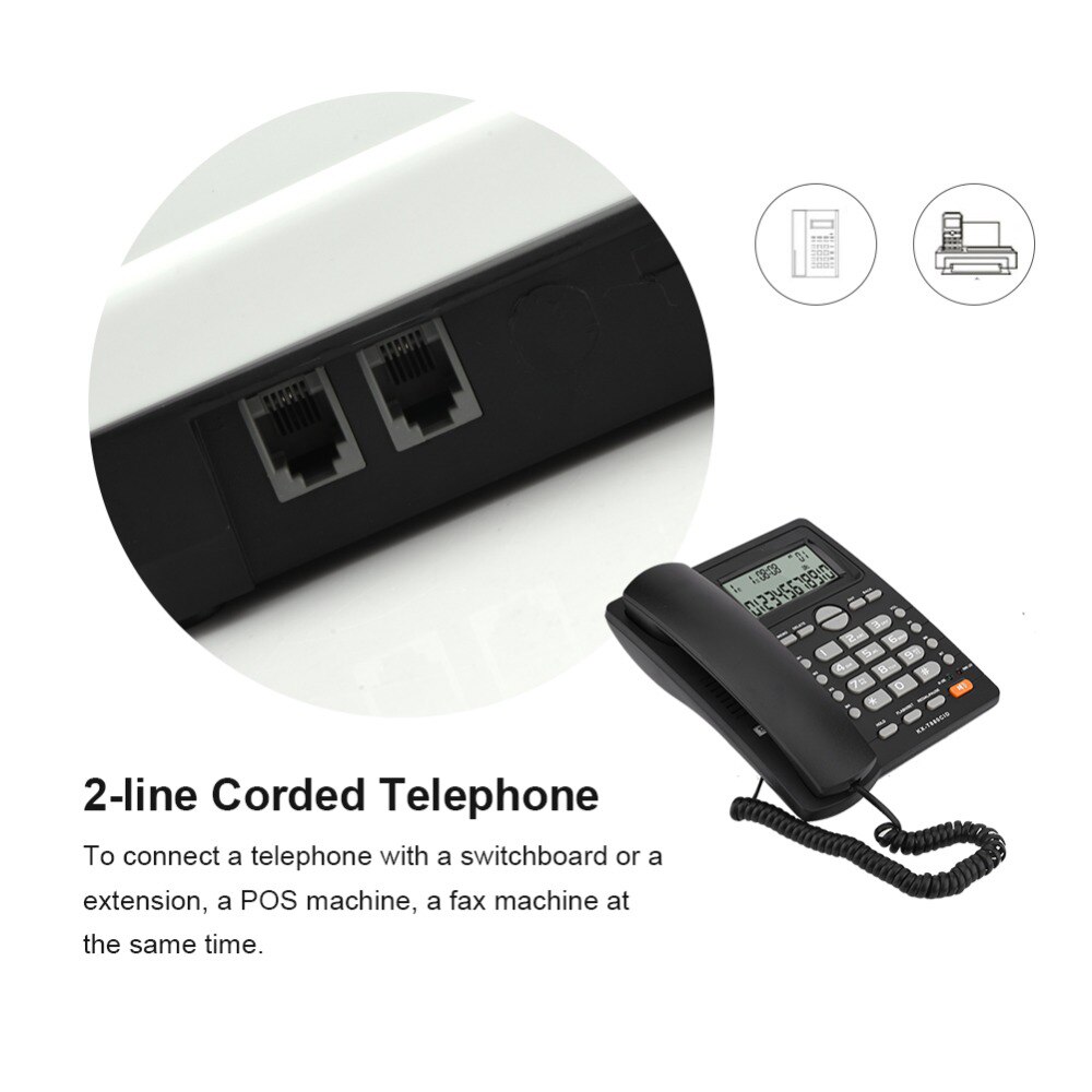 Teléfono Fijo DTMF/FSK con identificador de llamada, manos libres, sin batería, interfaz Dual, fijo, para casa, oficina y Hotel
