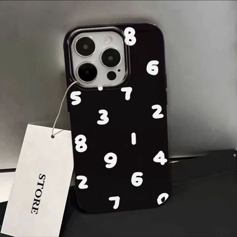 Custodia con numeri semplici per iphone 11 , custodie per iphone 15, 12, 13 14 16, pro max, x, xr, xs max , 14 15 7, 8 plus, cover morbida per iphone 16e: Fibra di carbonio