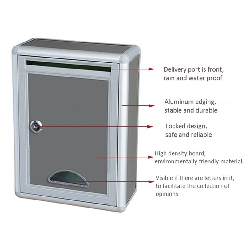 Vintage Aluminum Alloy Lockable Secure Mail Letter Post Box Mailbox Post Box for Home Garden Ornament Decor