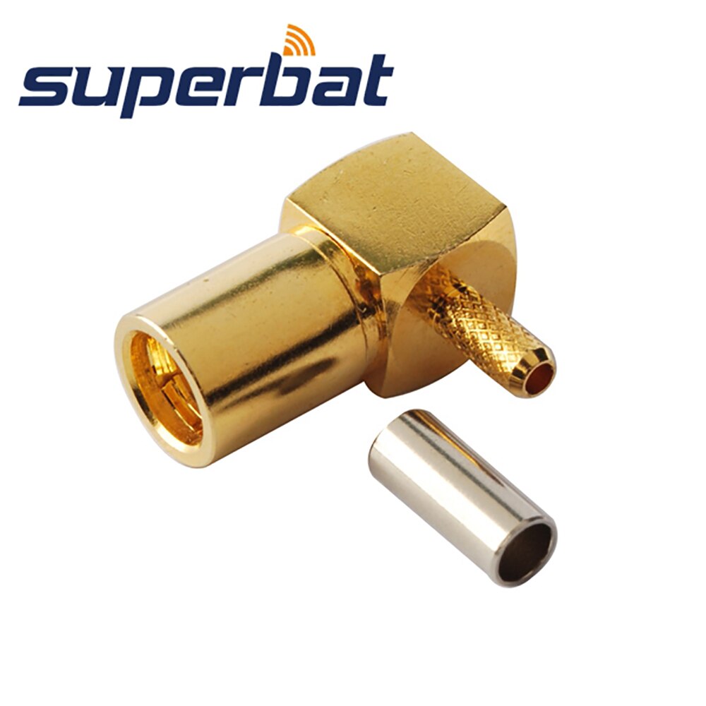 Superbat 10pcs SMB Jack Right Angle 75 Ohm Crimp Attachment RF Coaxial Connector for Coaxial Cable RG316 ,RG174,LMR100