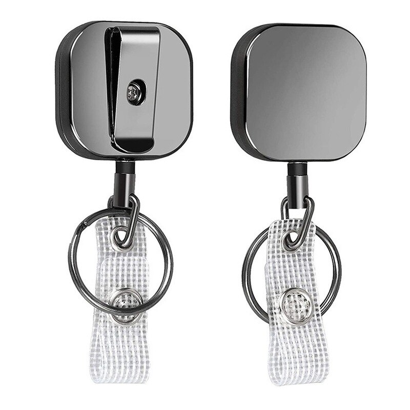 Carrete retráctil de Metal para insignia, accesorio con llavero bonito, cubo electrochapado, porta tarjetas, suministros de negocios, 1 Uds.