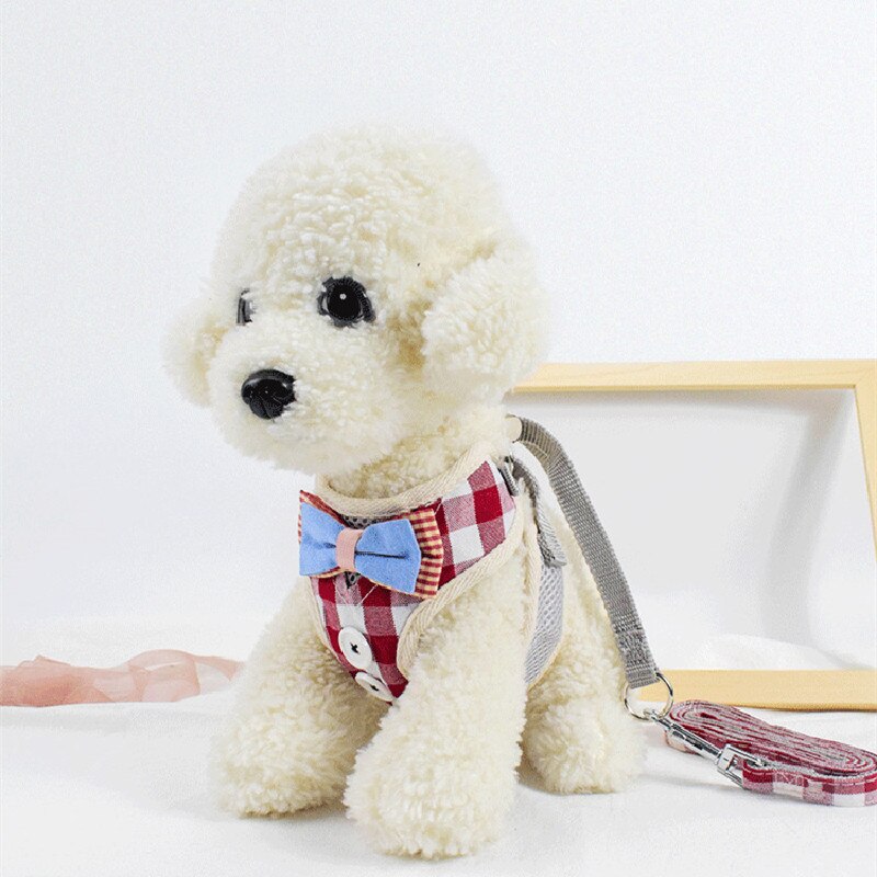 Adjustable Dog Cat Vest Leash Pet Breathable Mesh Soft Clothes Tie Collar Harness For Small Dog Puppy Hiromi No Pull Belt: Red / L