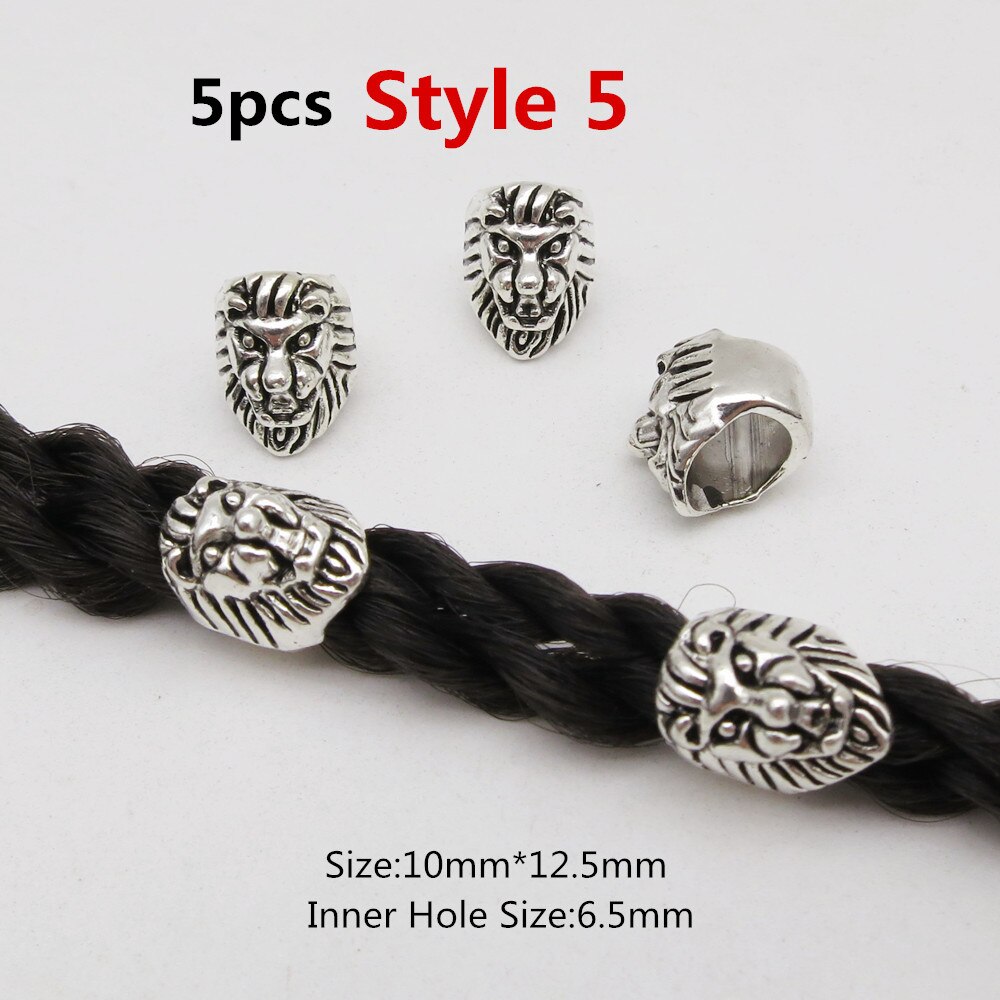5 stk metal forskellige stilarter viking hår fletning dread skæg dreadlock perler ringe rør til kvinder mænd tilbehør: 5 stk stil 5