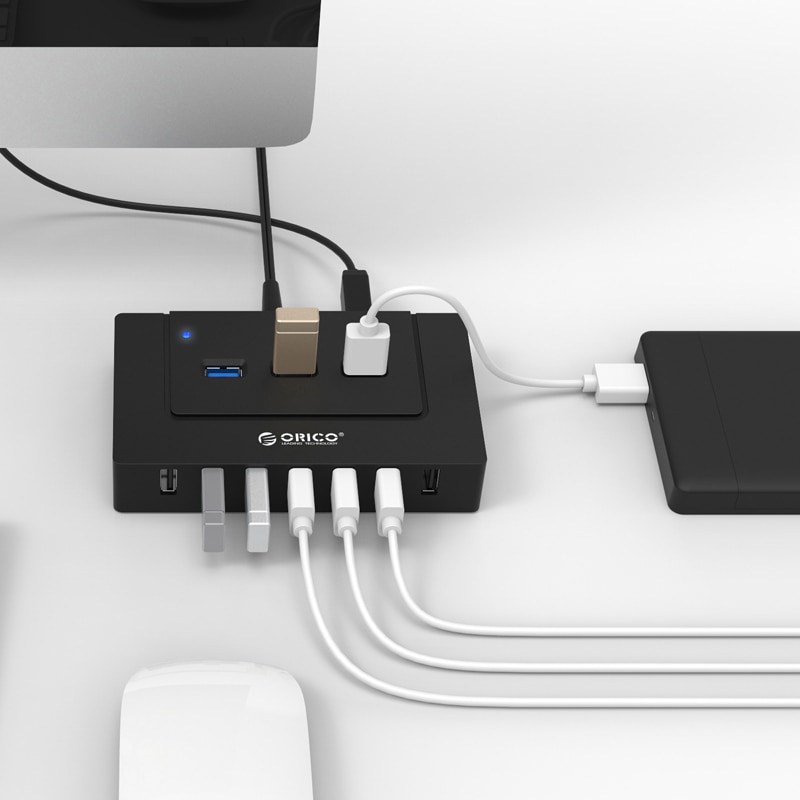 Orico abs  h9910-u3 5 gbps hoge snelheid usb 2.0 3.0 splitter adapter 10 poorten usb hub met stroomadapter voor pc laptop notebook