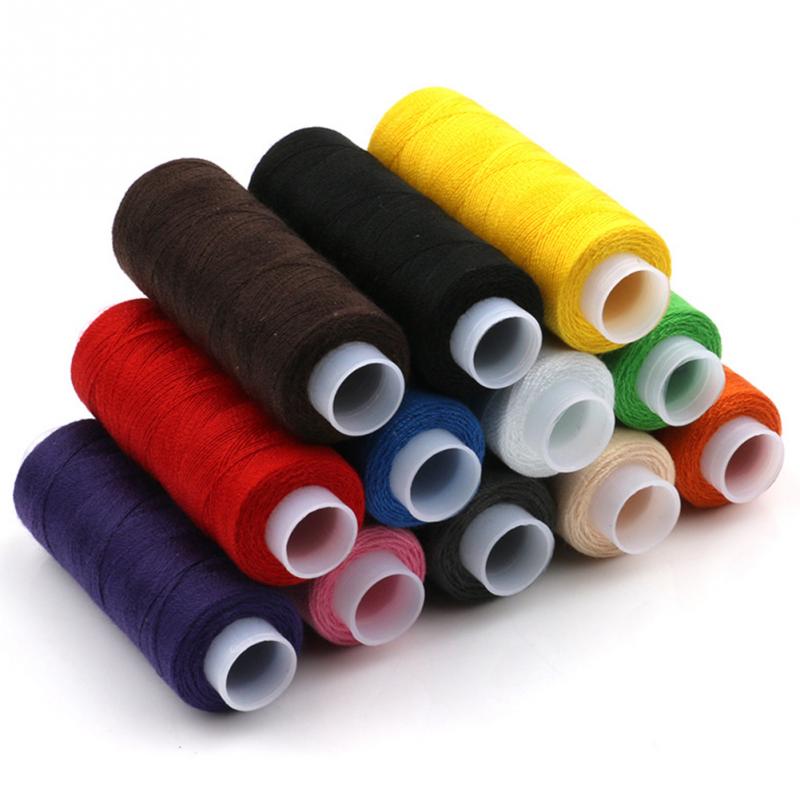 12 farver / sæt systriktrådrulle til håndsyning maskine sytråd fineste polyester holdbar