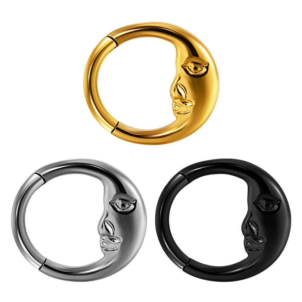 1/3 stk. sæt måne vanddråbe slange septum piercing clicker blomst næseringe 16g segment brusk daith hoop øreringe smykker: Grøn / Lysegul guldfarve