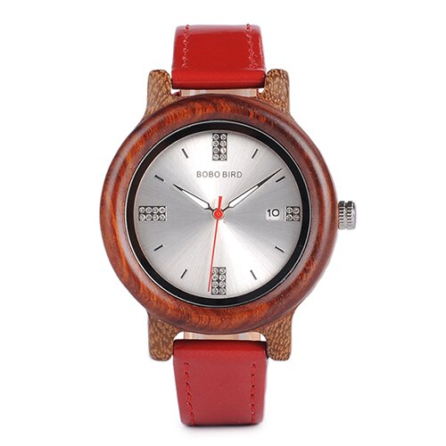 BOBO VOGEL Frauen Holz Uhr 37mm Holz PU Gurt Armbanduhren Weibliche Uhren Dame Quarzuhr relogio feminino C-P29: C-P29-1