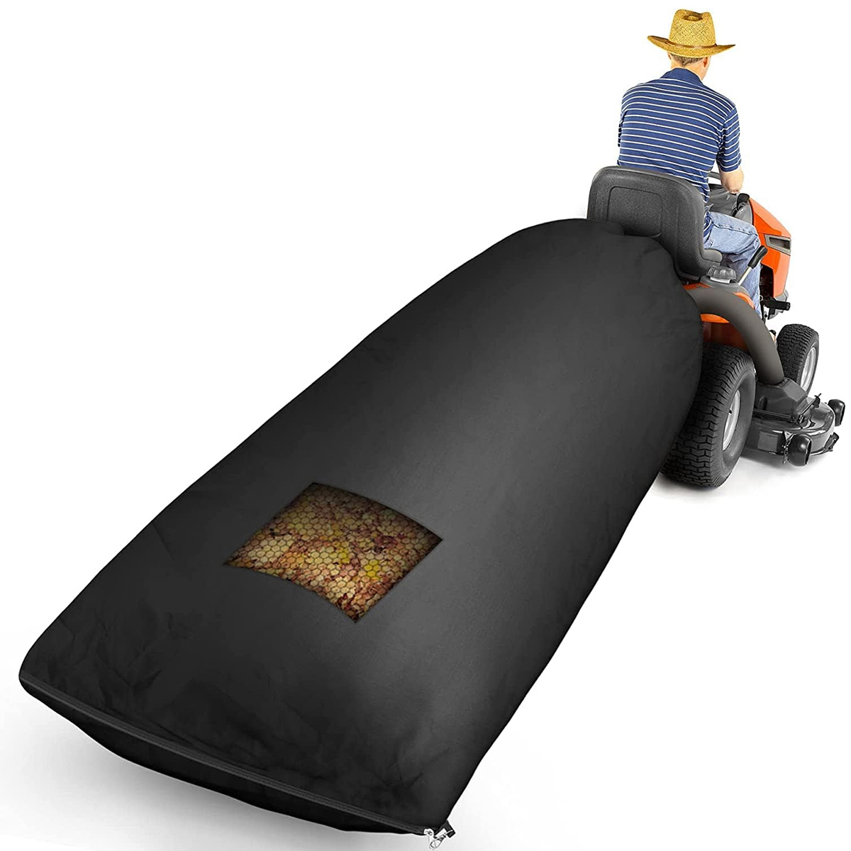 Sac à feuilles pour tracteur de pelouse, sac collecteur d'herbe, sac à feuilles de jardin 200 × 130cm, résistant à l'usure, grande capacité, tissu Oxford 420D pour tondeuse à gazon Gra