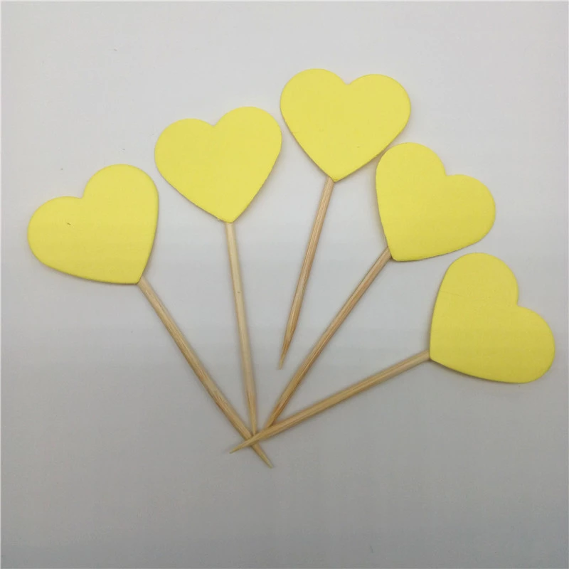 30 pièces/ensemble belle paillettes coeur étoile forme Cupcake Toppers anniversaire fête de mariage décoration gâteau décoration de gâteau nourriture Pi: yellow