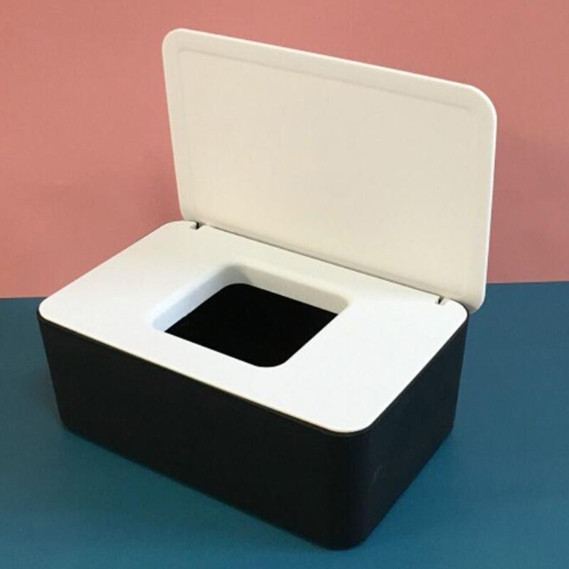 Natte Doekjes Dispenser Houder Met Stofdichte Cover Tissue Opbergdoos Voor Home Office Desktop Opslag Tissue Doos Masker Opbergdoos: Black white 2